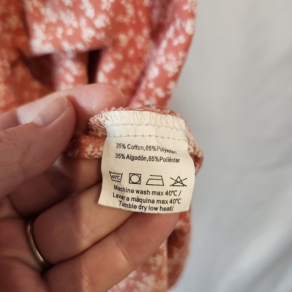 Pink Rose White Ditzy Floral Womens Sleep Dress Size XL Cozy Pajamas Housecoat - Picture 6 of 9